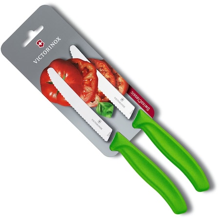 Swiss Army Brands 2024 Victorinox Kitchen Swiss Classic Utility - 2 Packs 4.5In Round, Serrated Blade Green Packaged VIC-6.7836.L114B